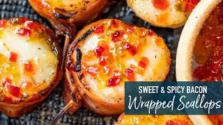 Sweet and Spicy Bacon Wrapped Scallops!
