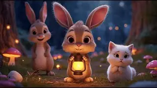 Brave Bunny Helps a Scared Kitten 🌙🐰 | Where Pi&Pong |