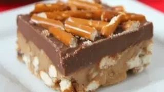 No Bake Peanut Butter Pretzel Bars - Six Sisters' Stuff - Dessert