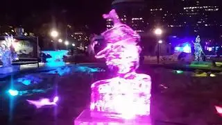 Illuminated Ice Sculptures at Confederation Park in Ottawa