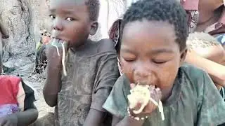 Hadzabe Bush Little Panda Eat Food #village#shorts #viral #food