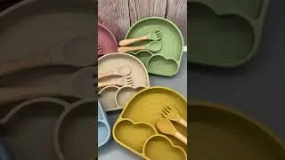Rainbow silicone baby feeding plate with strong suction #baby #babyfeeding #shorts #shortvideo