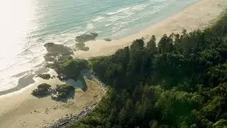 Pacific Rim National Park - Long Beach. Aerial shot of Green Point on Long Beach