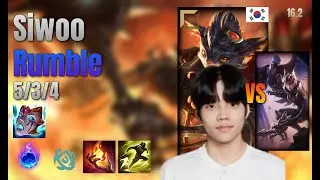 Siwoo Top Rumble vs Quinn lol KR solo rank Full Game 16.2 | 시우 럼블 vs 퀸