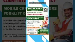 Qatar jobs | Mobile Crane Operator | Forklift Operator jobs in Qatar | #shorts #viral #qatarjobs