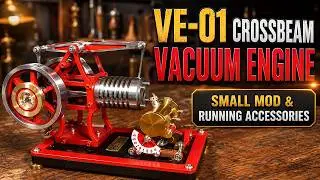 Flame Licker Flame Gulper Vacuum Engine VE-01 Crossbeam mod с приводным шкивом и ходовыми принадлежностями