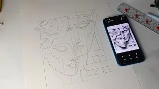 Part 1) Competition work || Outline || A3 size paper ||  Ikram Art Tricks 