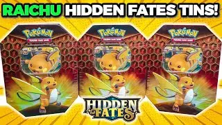 Pokemon Hidden Fates Raichu Tin x 3: Открытие! Безумные рывки!
