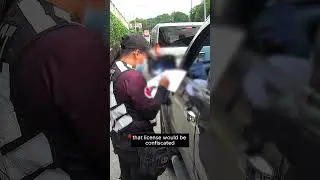 Traffic enforcers confiscate license of bus lane violator missing rear plate #EDSABusway