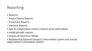 Monitoring and Controlling the Project