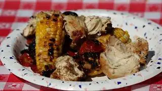 Chicken, corn and tomato foil packs