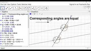 Class-123: A simple simulation to show the Corresponding angles using Geogebra
