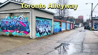 Toronto ALLEYWAY Walk in Greektown with Graffiti | Ambience Look Around