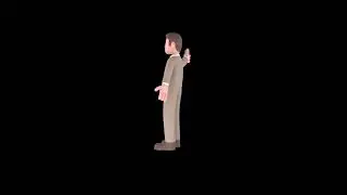 3D Cartoon Lawyer Turntable | Excited Phone Showing Pose