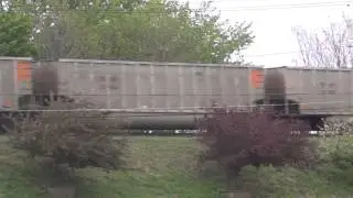 UP Powered 492 Train Meets CSX Q019 Train on Elevated Tracks