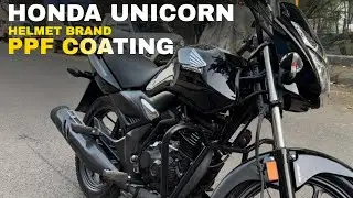 HONDA UNICORN PROTECTED WITH HELMET BRAND PPF AT MOTORGLAZE VASHI 
