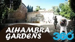 Fountain in the Gardens of the Alhambra in Granada. 360 degrees 2018. Quiet moment.