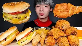 ASMR JOLLIBEE FRIED CHICKEN, BURGERS, PIES WITH CHEESE SAUCE (Eating Sound) | MAR ASMR