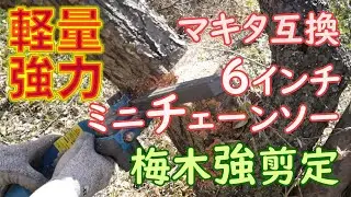 【これ一本でいける!?】梅木強剪定 DEOVCVN 6インチ ミニチェンソー マキタ互換【電池5本分】