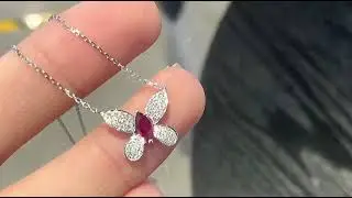 Vivid Red Ruby Pendant Marquise Shape 0.31 Cts Gemstone 0.18 Cts Diamonds 18k Gold Jewelry 2.64 Gms