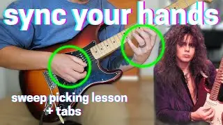 How to sweep pick: hand synchronization | Simple guitar lesson with tabs
