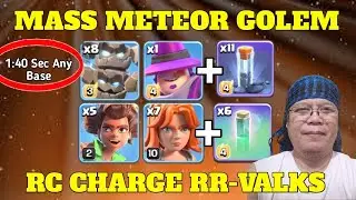 Th18 Mass Meteor Golem Attack Strategy | RC Charge Rr-valks Strategy (Clash Of Clans)
