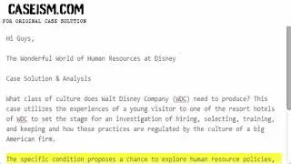 The Wonderful World of Human Resources at Disney Case Solution & Analysis Caseism.com
