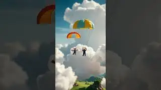 Mini people jump on a parachute #skydiving #parachute #cinematic #animation #ai #edit