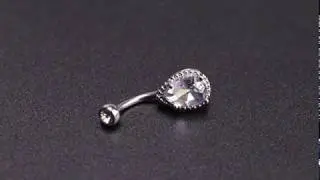 OUFER 14G Surgical Steer Belly Button Rings Tear Drop CZ Gem Navel Rings Belly Jewelry