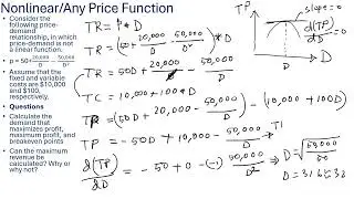 Max Revenue, Profit, Breakeven & Demand | Nonlinear Price-Demand Relationship | Engineering Economy