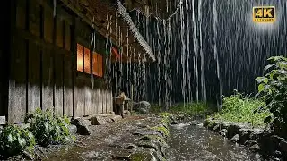 Fall Asleep Instantly under a Cozy Thatched Roof &bull; Heavy Rain Sounds 10 Hours for Deep Relaxation