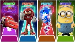 McQueen vs Knuckles vs Sonic vs Minions in Tiles Hop EDM Rush Game play🎶