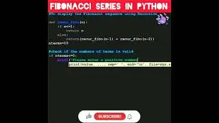 #python 82 To Display Fibonacci Sequence Using Recursion In Python | Computer Programming | #shorts