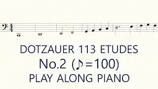 Dotzauer Cello Etude No.2 ♪=100 Slow Exercises Play Along Piano