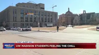 UW-Madison students bundle up for first day of spring classes despite extreme cold