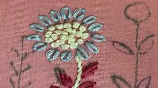 Hand Embroidery Sunflower Design | Ganth Tanka | Pola Tanka | Knot Stitch