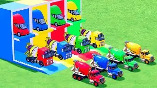 Garage with Colors - ALL MIXER TRUCK WITH DOUBLE FLATBED TRAILER TRUCK, VOLVO, SCANIA, KENWORTH