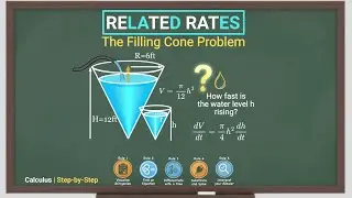 Related Rates: The Filling Cone Problem (Step-by-Step 5-Rule Calculus Tutorial)