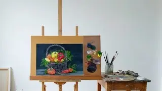 Realistic Vegetable in the Basket, Acrylic Painting Tutorial for Beginner