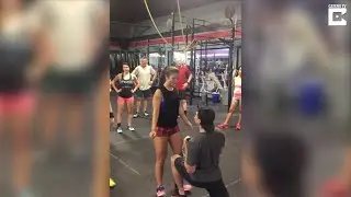 Man Proposes to Girlfriend in a Lunge Position During Group Workout