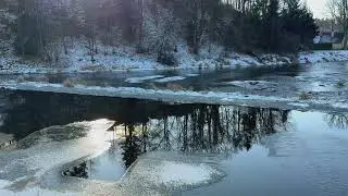 Winter Water Flow - 4K Video