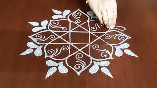 2 simple rangoli designs | Easy muggulu with 4&times;4 dots | Chalk piece rangoli designs | Daily kolam