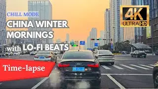 Winter Morning Timelapse - China| Relaxed Tesla Drive + Chill Lo-Fi 'Bloom' ❄️🎧 4K