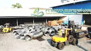 receiving and rebundling steel wire rod by Batuta team in Airin warehouse
