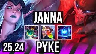 JANNA & Ezreal vs PYKE & Jhin (SUP) | NA Grandmaster | 25.24