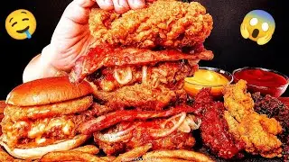 ASMR Menu Is, KFC BURGERS-FRIED ONION RINGS-FRENCH FRIES-CHEESE STICKS-SPICY BALLS WITH CHILLI SAUCE