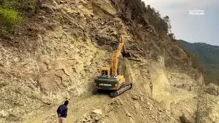 Hazardous Road Construction! Excavation with Hyundai & Komatsu Machines | High-Risk Work