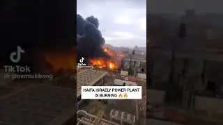 Israeli Power Plant In Fire After Iranian Airstrike #iran #israel #powerplant #haifa #war #conflict