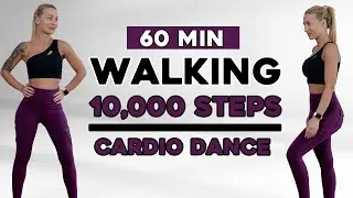 10000 STEPS IN 60 MIN - Walking Cardio Dance Workout to Burn Fat, Mood Booster, No Repeat No Jumping