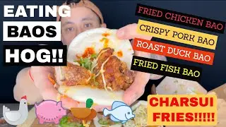 EATING @ BAOS HOG! (FRIED CHICKEN, CRISPY PORK, ROAST DUCK, FRIED FISH, CHARSUI FRIES) - MUKBANG